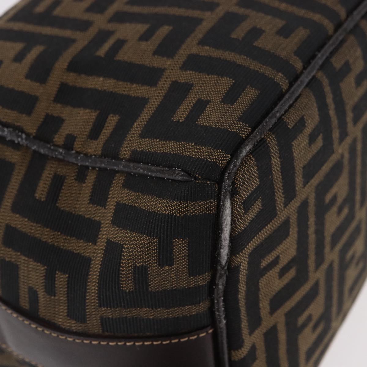 FENDI Zucca Canvas Hand Bag Black Brown Auth 182141