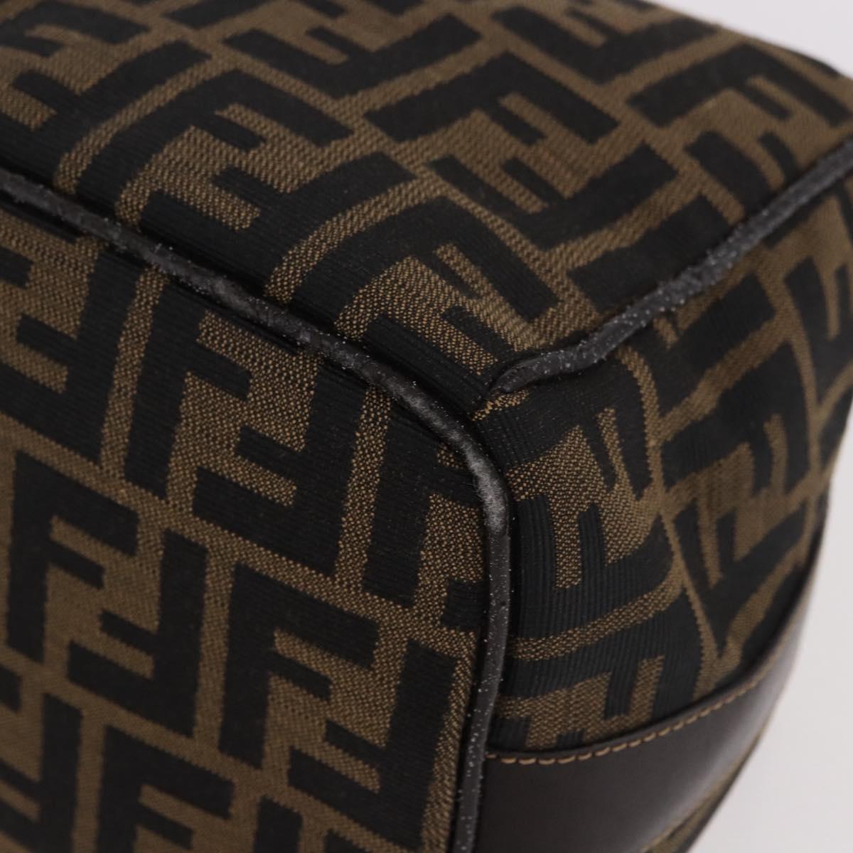 FENDI Zucca Canvas Hand Bag Black Brown Auth 182141