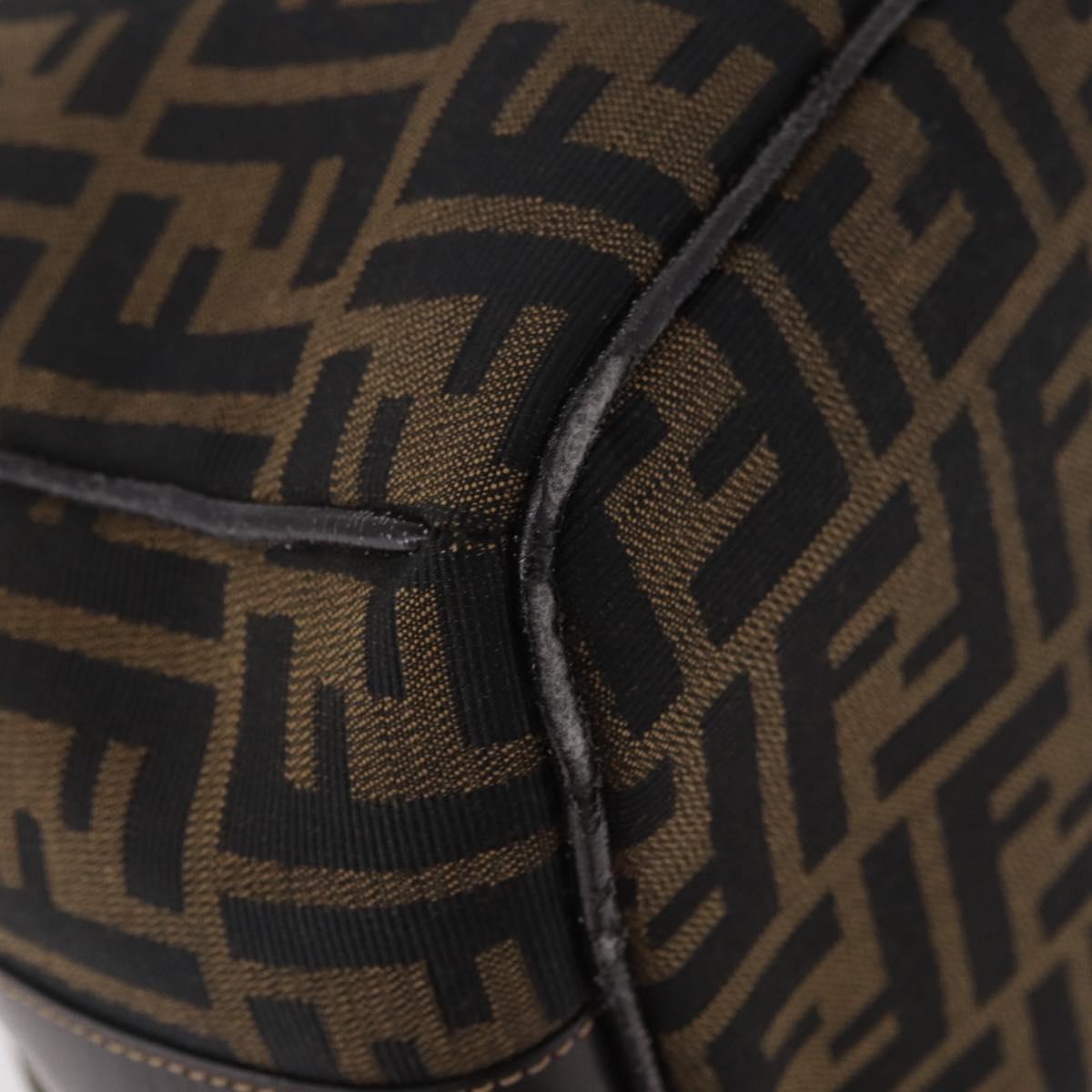 FENDI Zucca Canvas Hand Bag Black Brown Auth 182141