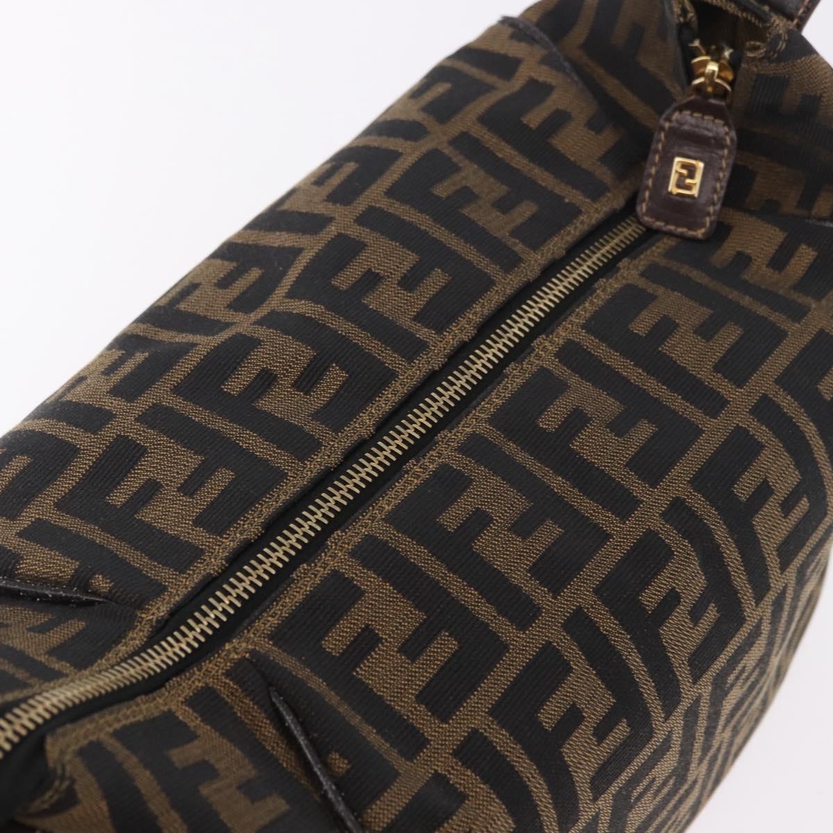FENDI Zucca Canvas Hand Bag Black Brown Auth 182141