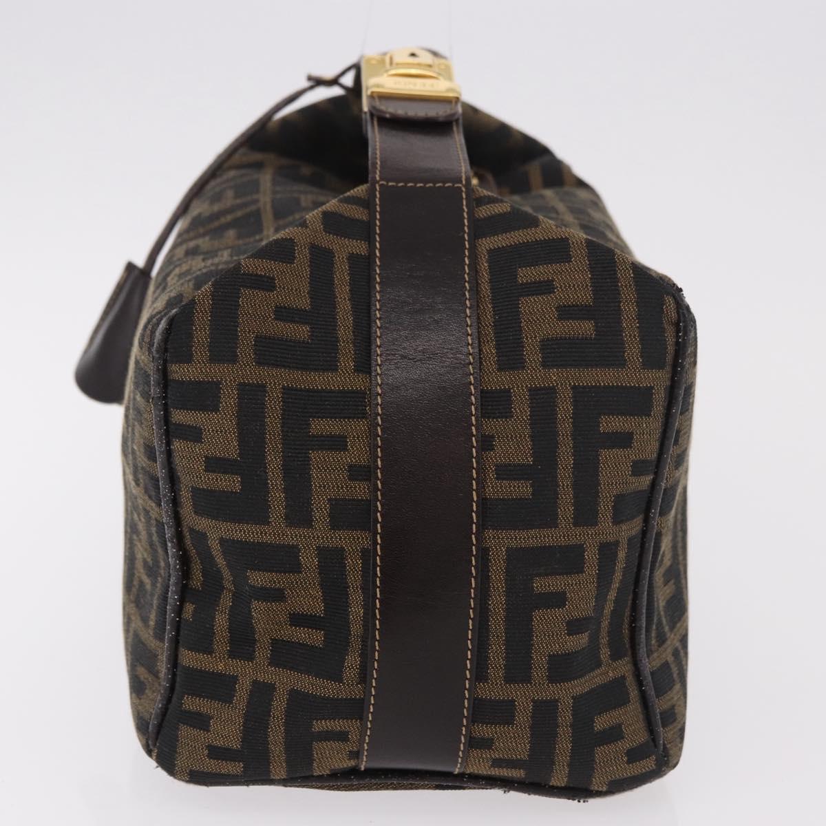 FENDI Zucca Canvas Hand Bag Black Brown Auth 182141