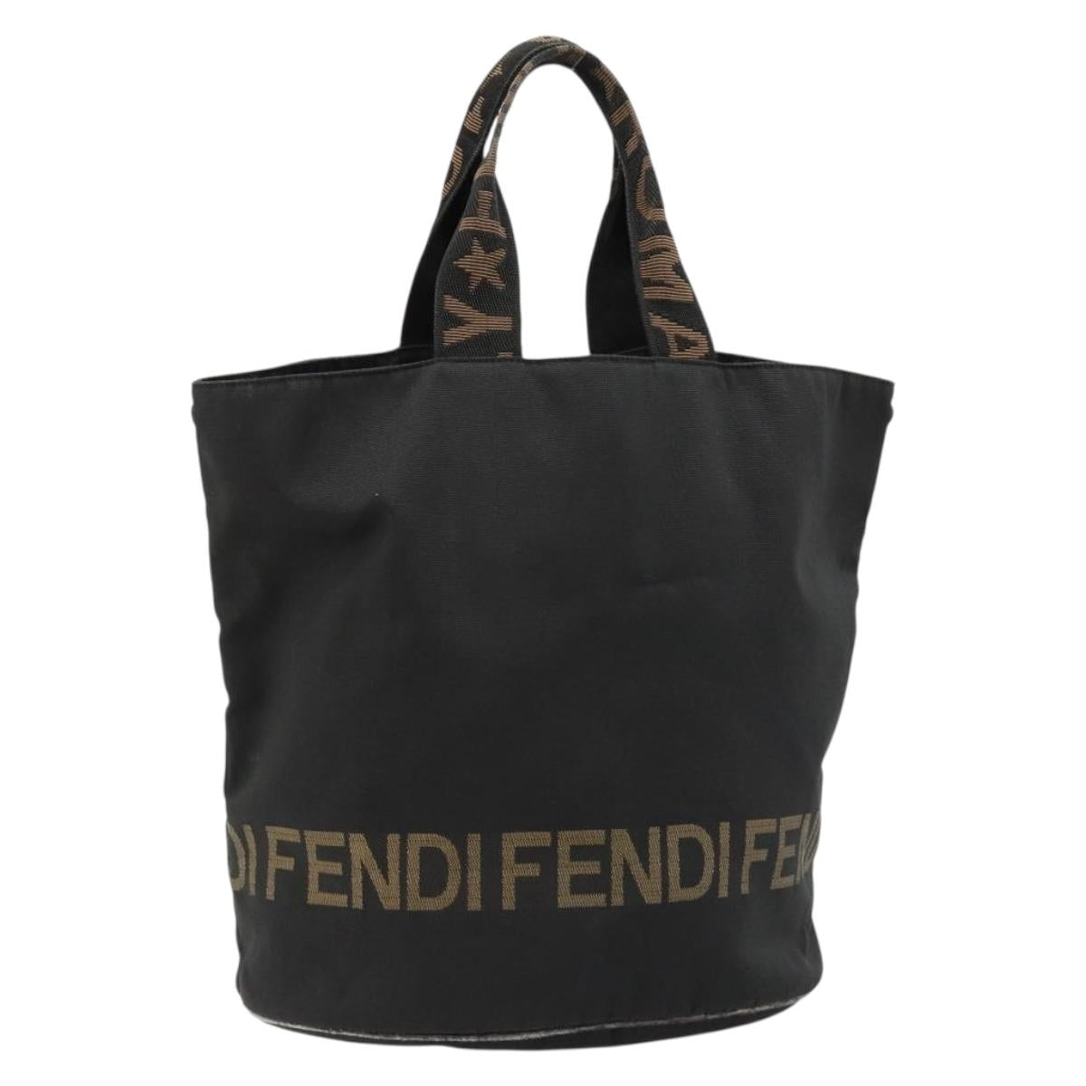 FENDI Tote Bag Canvas Black Auth 182142