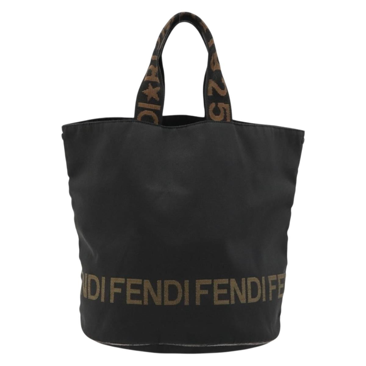 FENDI Tote Bag Canvas Black Auth 182142
