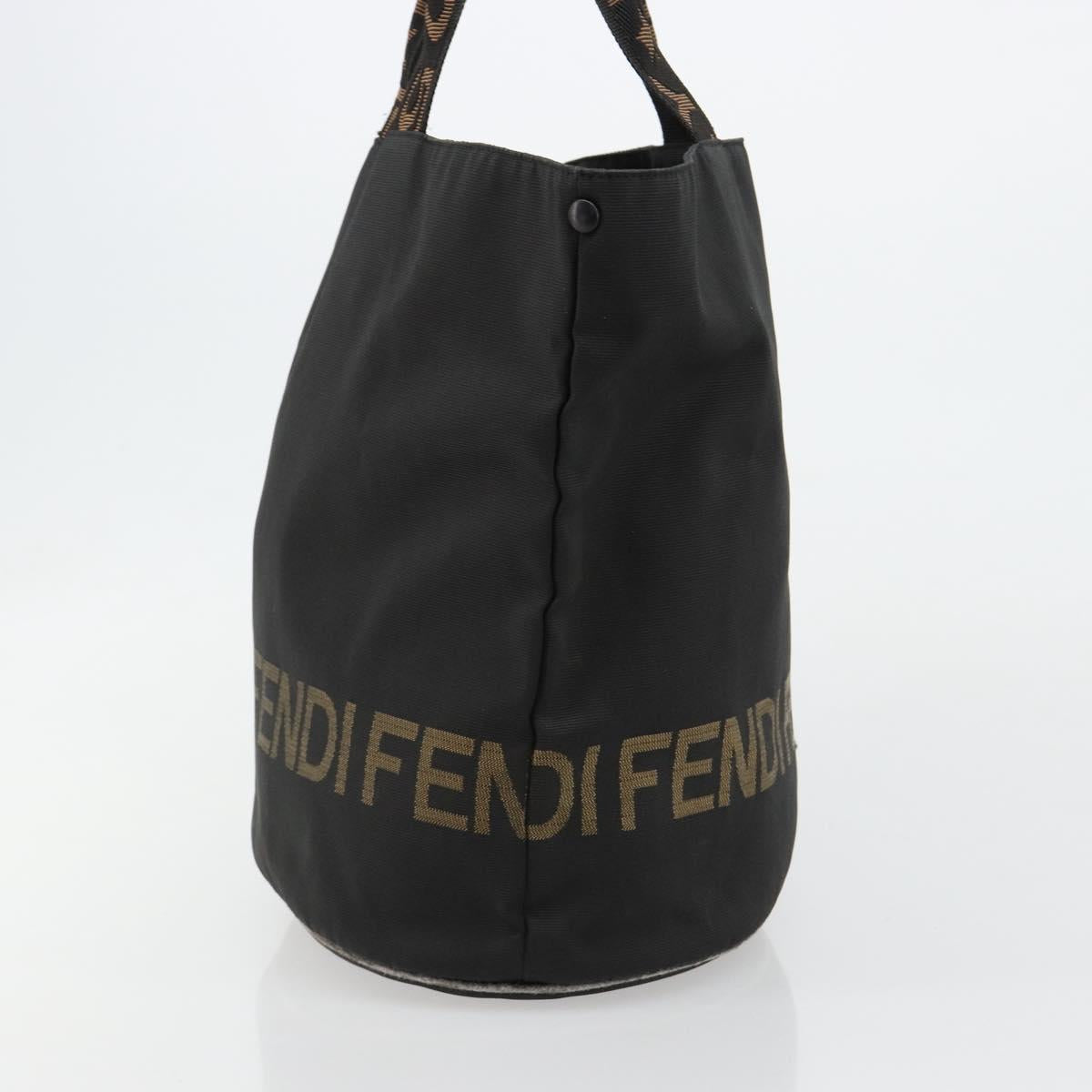 FENDI Tote Bag Canvas Black Auth 182142