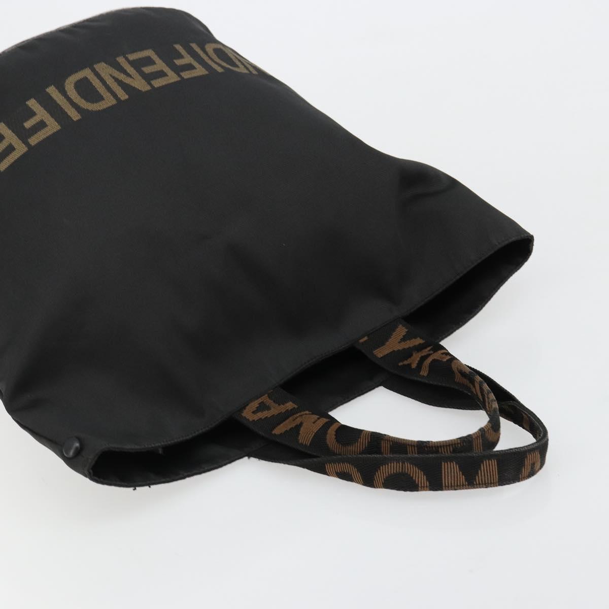 FENDI Tote Bag Canvas Black Auth 182142