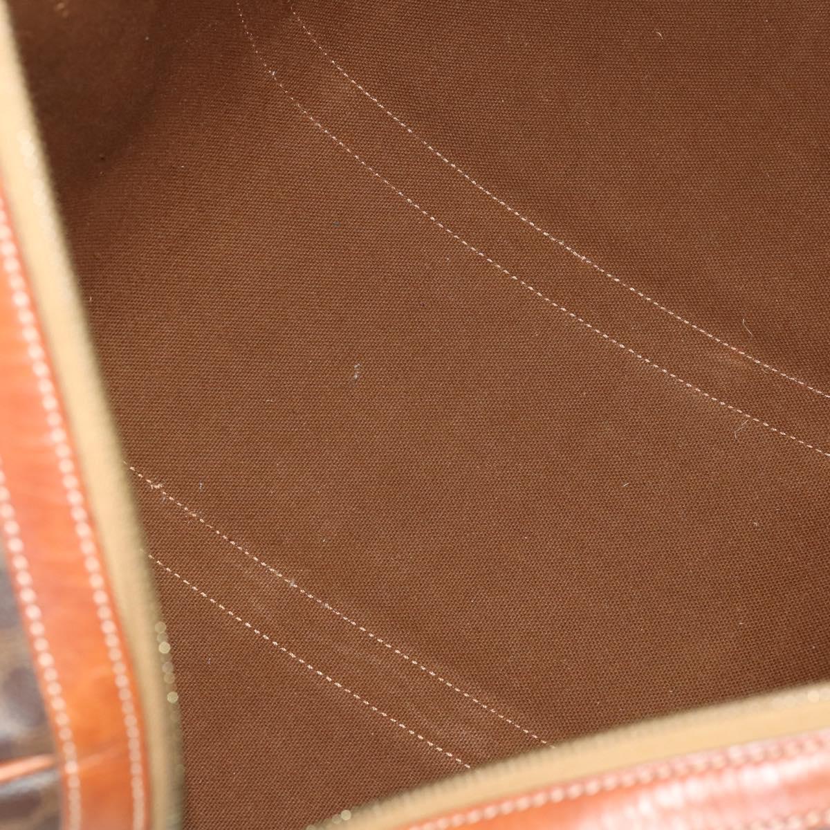 CELINE Macadam Canvas Boston Bag PVC Leather Brown Gold Auth 182143A