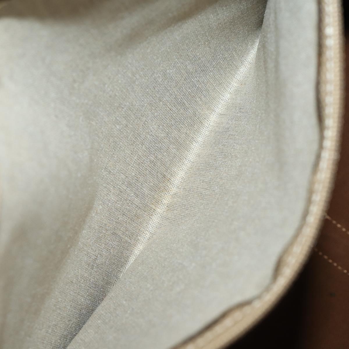 CELINE Macadam Canvas Boston Bag PVC Leather Brown Gold Auth 182143A