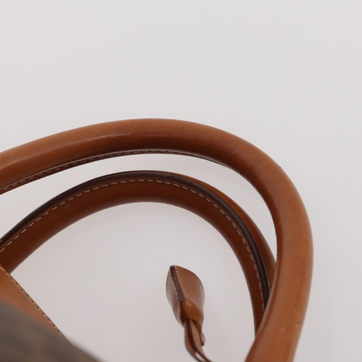 CELINE Macadam Canvas Boston Bag PVC Leather Brown Gold Auth 182143A