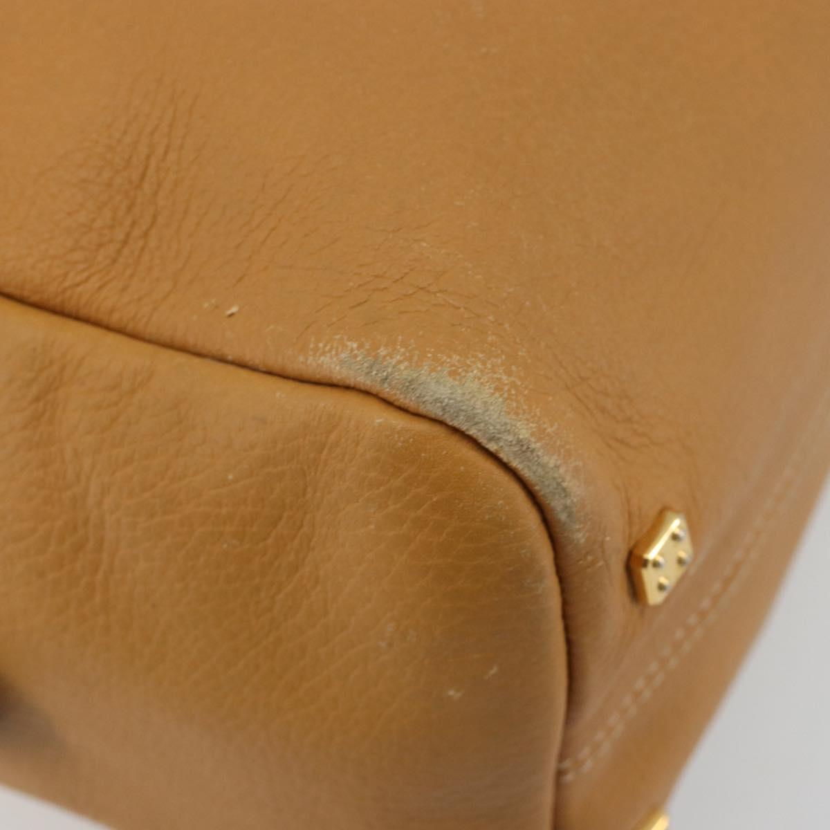 LOEWE Anagram Hand Bag Leather Brown Gold Auth 182145