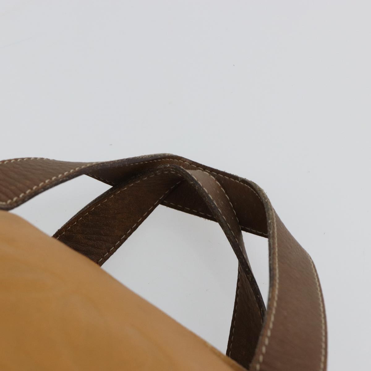 LOEWE Anagram Hand Bag Leather Brown Gold Auth 182145