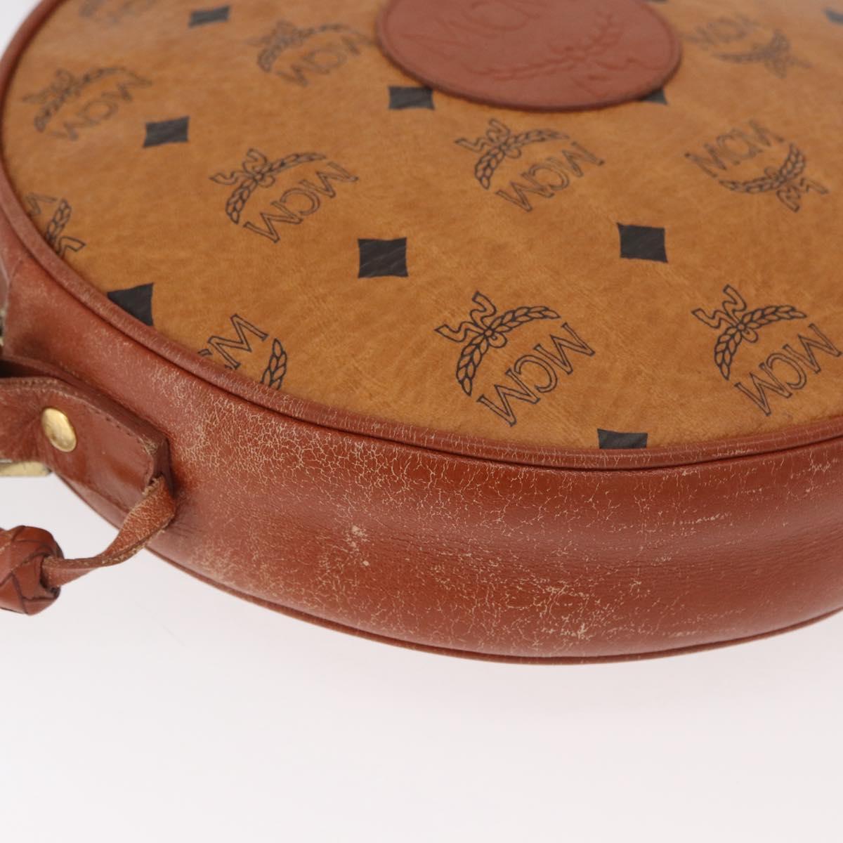 MCM Vicetos Logogram Shoulder Bag PVC Brown Gold Auth 182146