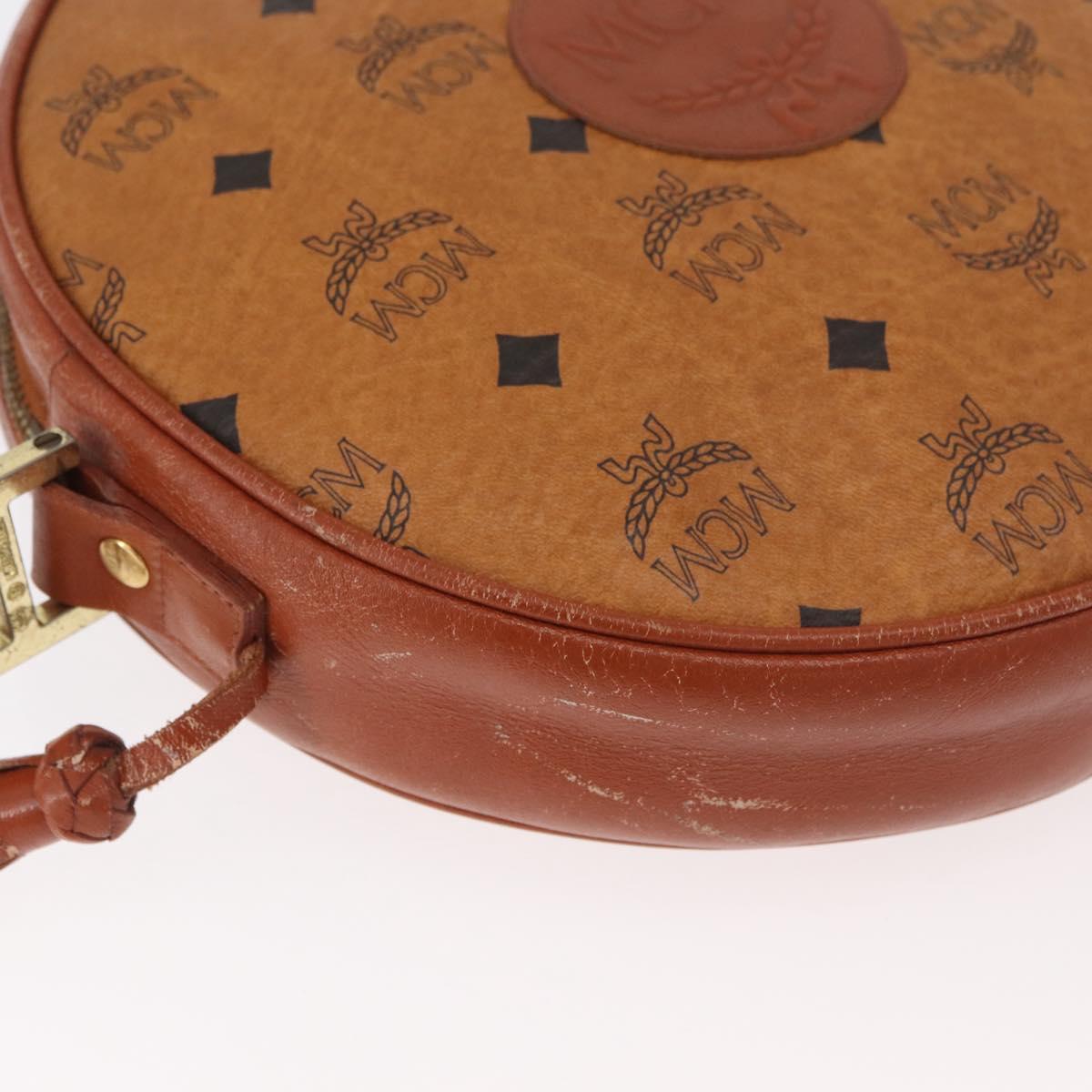 MCM Vicetos Logogram Shoulder Bag PVC Brown Gold Auth 182146