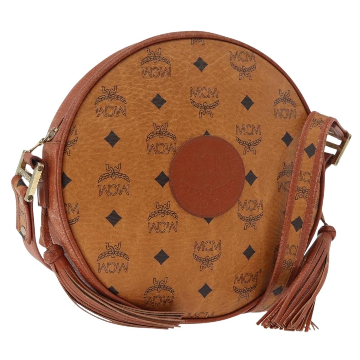 MCM Vicetos Logogram Shoulder Bag PVC Brown Gold Auth 182146