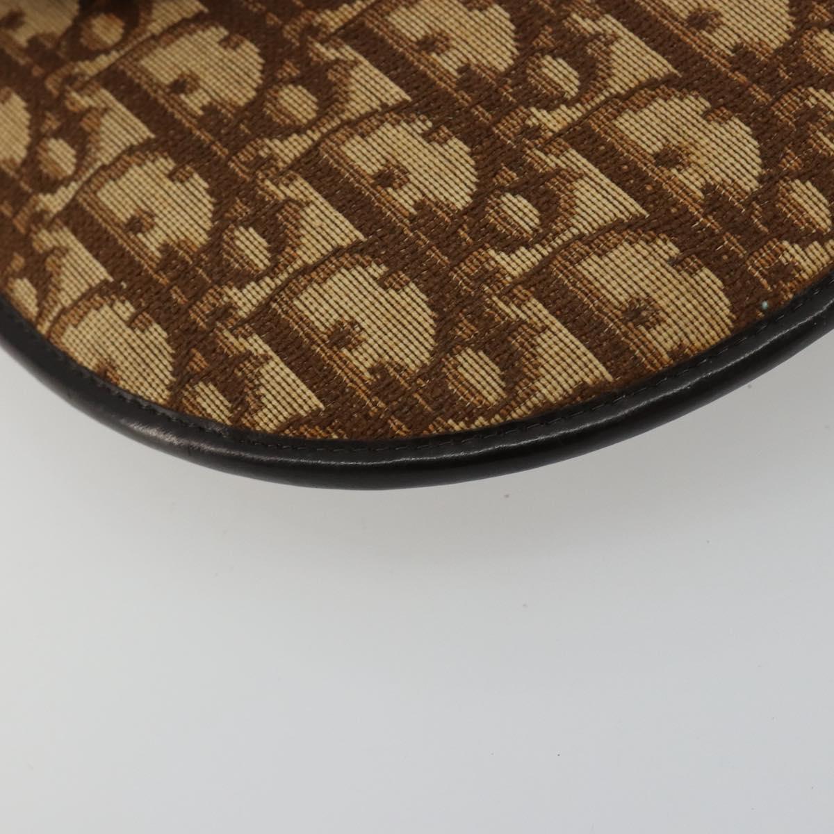 Christian Dior Trotter Canvas Shoulder Bag Brown Gold Auth 182147