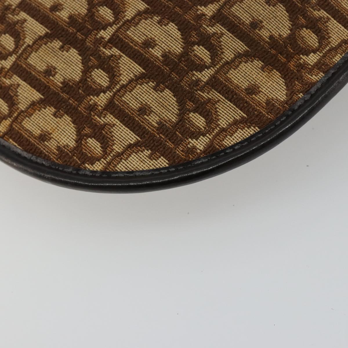 Christian Dior Trotter Canvas Shoulder Bag Brown Gold Auth 182147