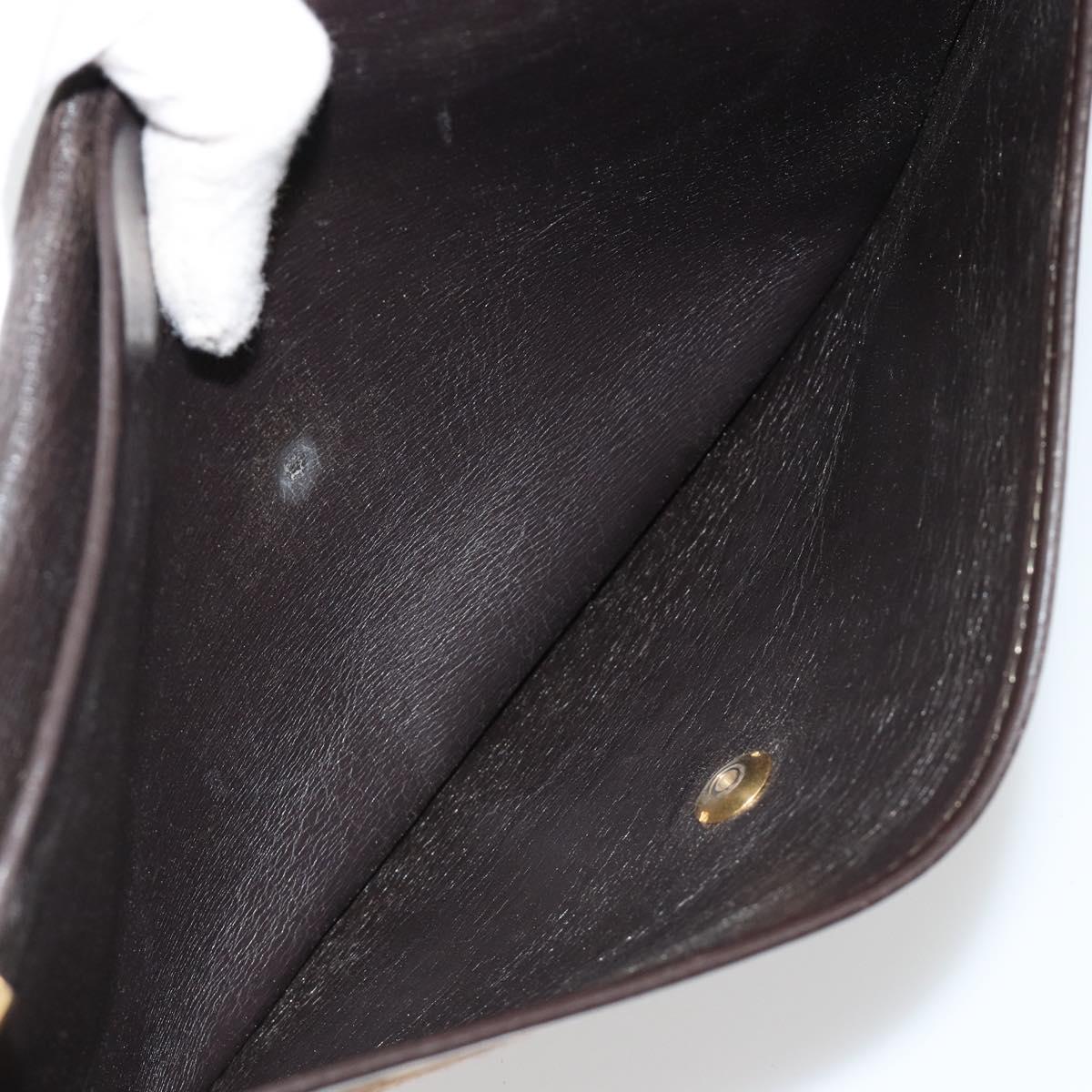 Christian Dior Trotter Canvas Shoulder Bag Brown Gold Auth 182147