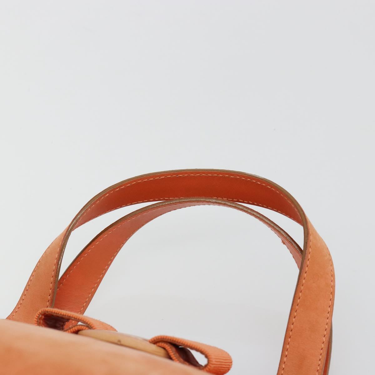 Salvatore Ferragamo Vara Ribbon Hand Bag Suede Orange Silver Auth 182149