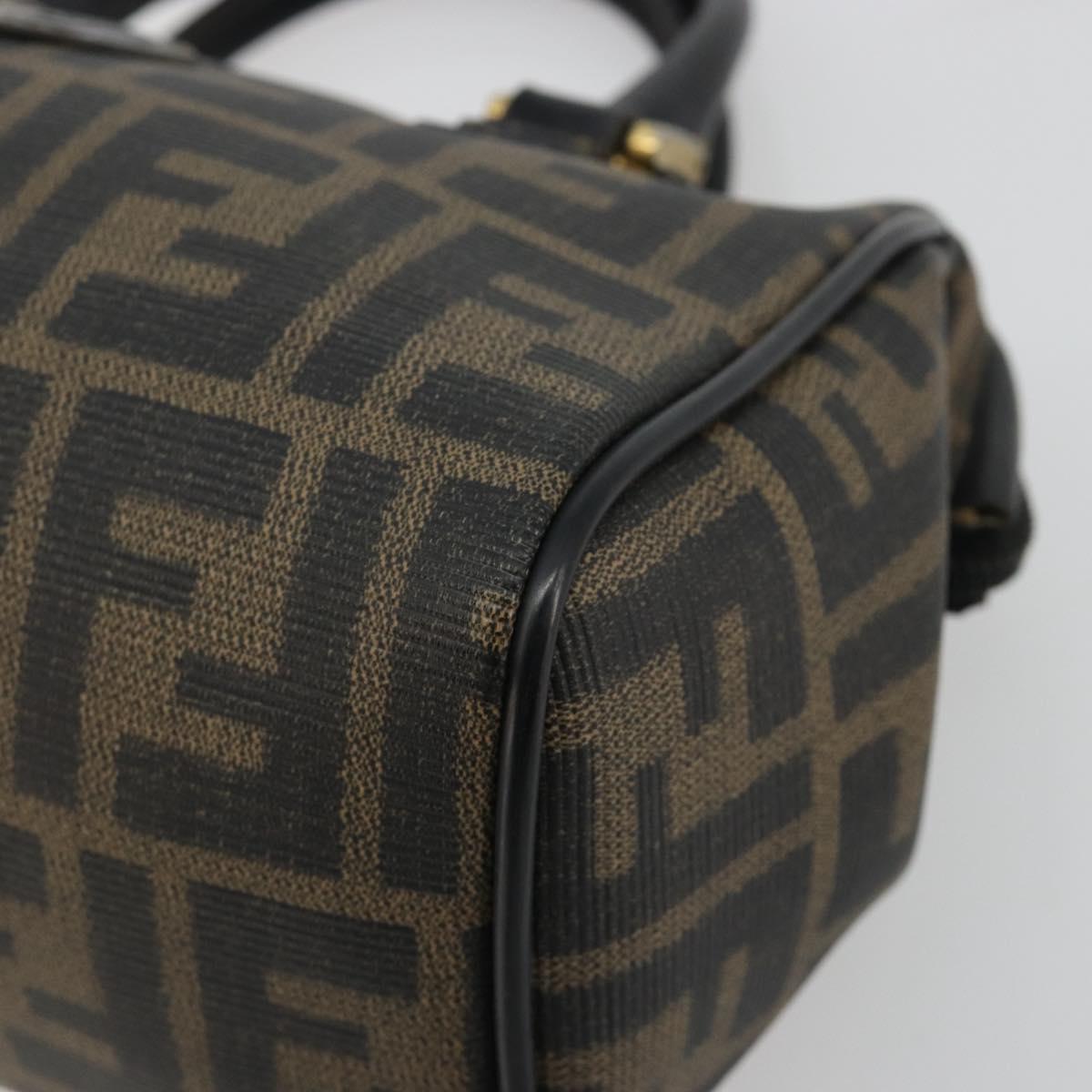 FENDI Zucca Canvas Hand Bag Black Brown Auth 182150