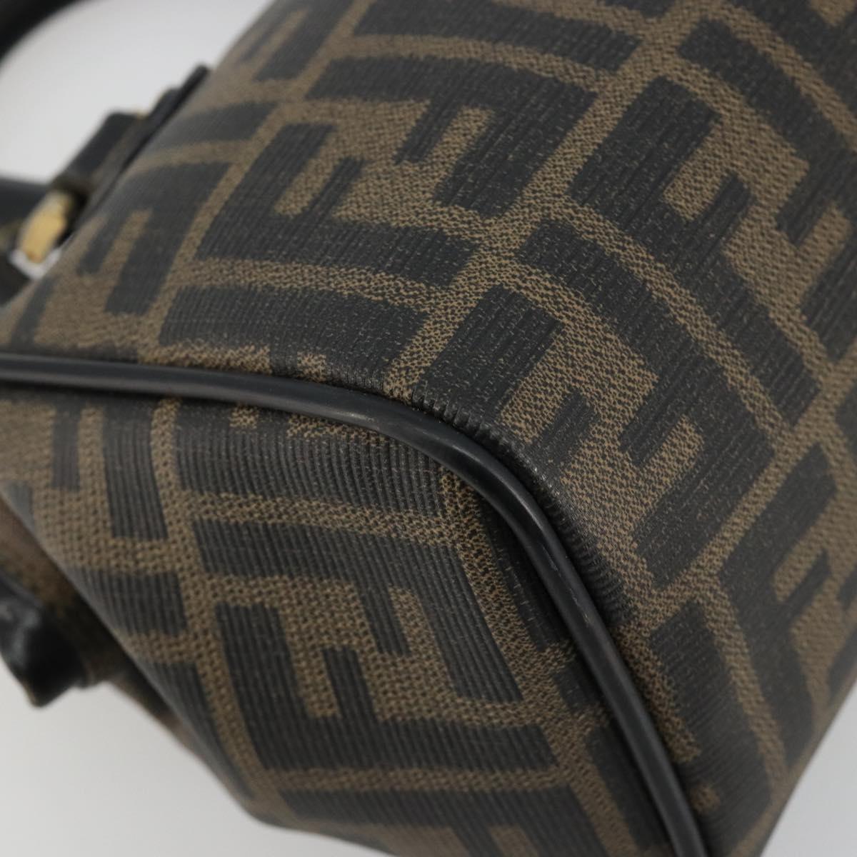FENDI Zucca Canvas Hand Bag Black Brown Auth 182150