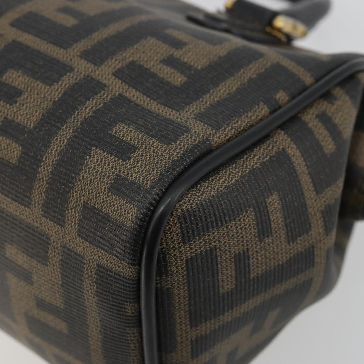 FENDI Zucca Canvas Hand Bag Black Brown Auth 182150