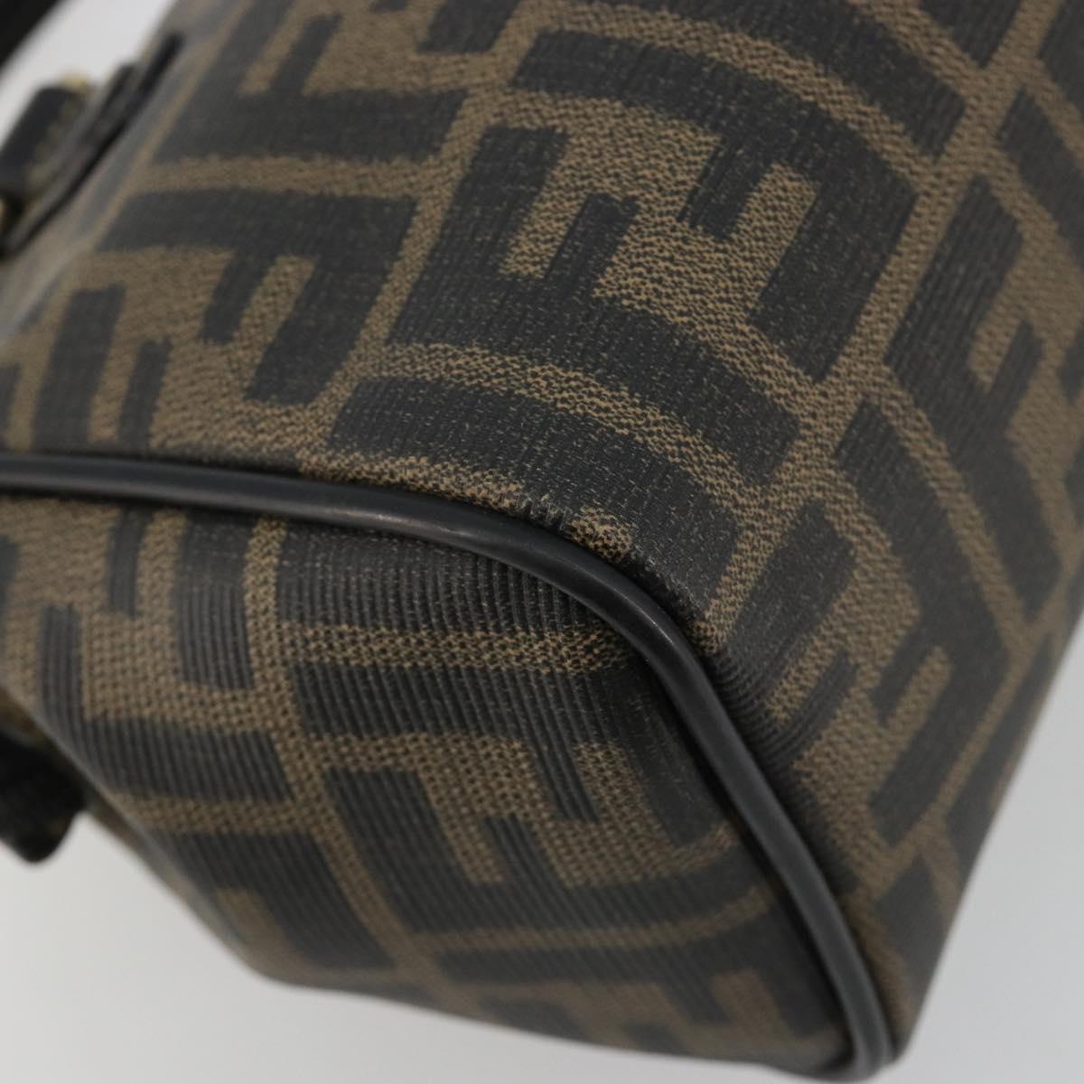 FENDI Zucca Canvas Hand Bag Black Brown Auth 182150