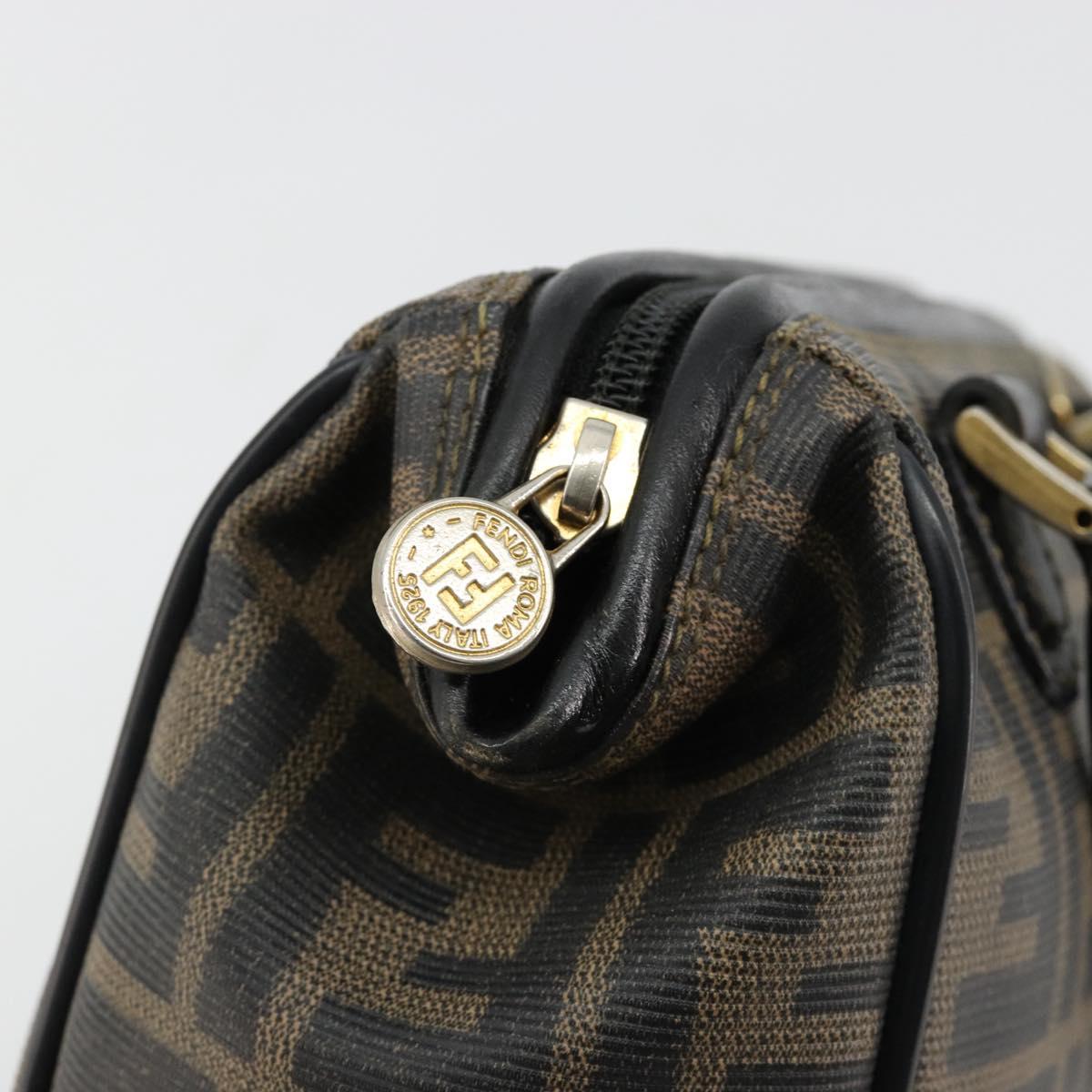 FENDI Zucca Canvas Hand Bag Black Brown Auth 182150