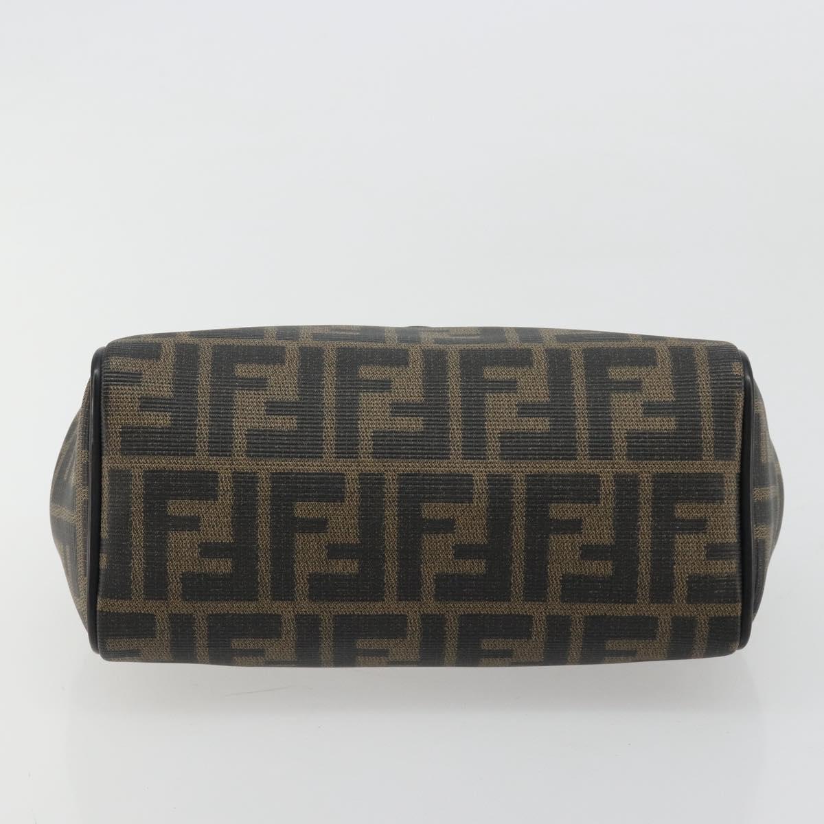 FENDI Zucca Canvas Hand Bag Black Brown Auth 182150