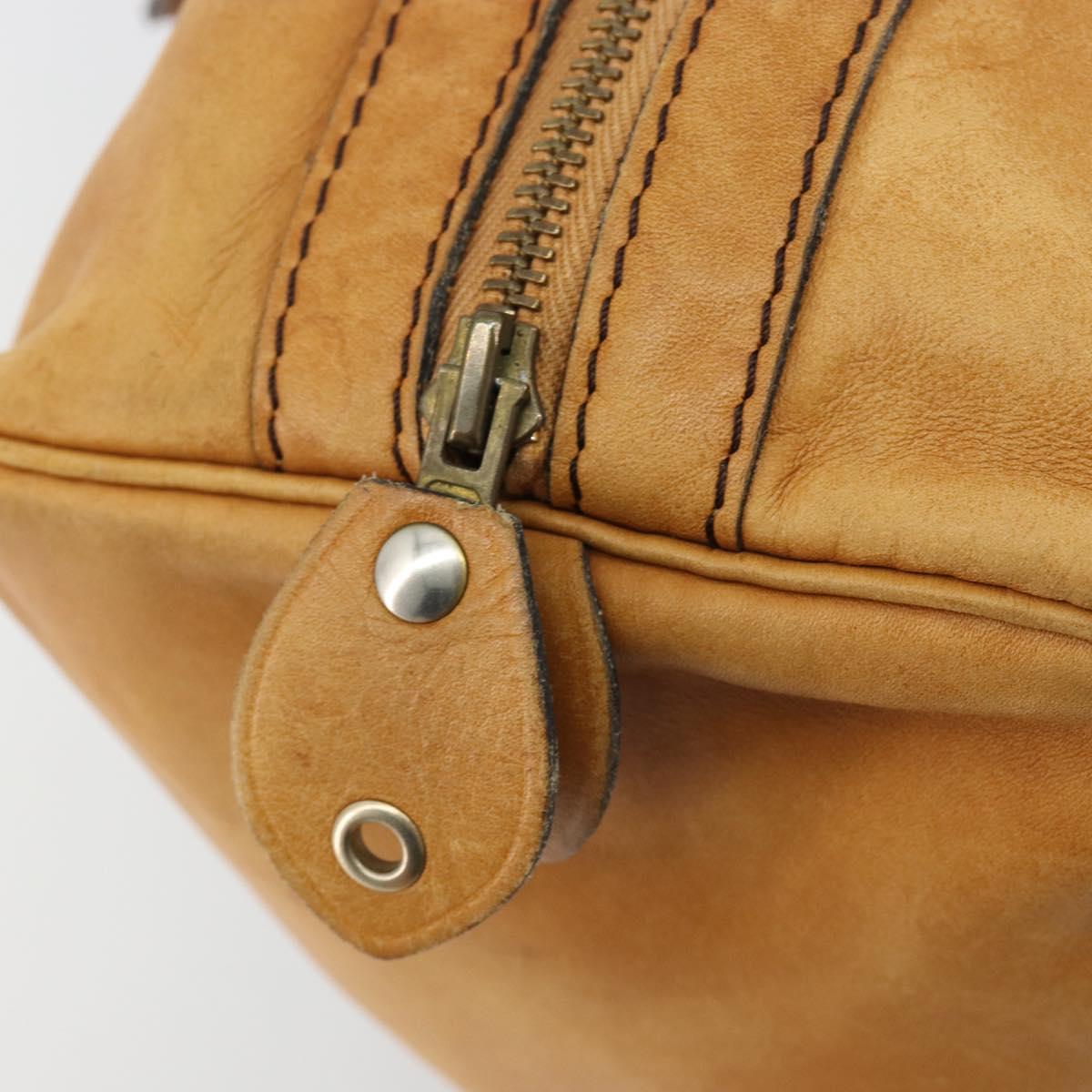 Christian Dior Hand Bag Leather Suede Brown Gold Auth 182155
