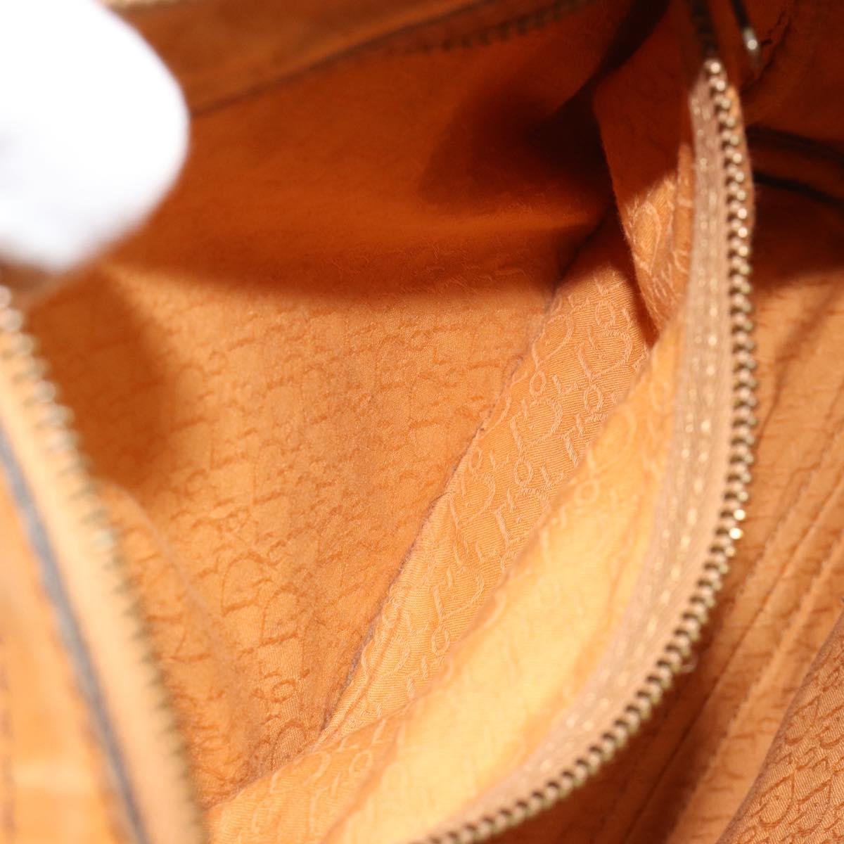 Christian Dior Hand Bag Leather Suede Brown Gold Auth 182155