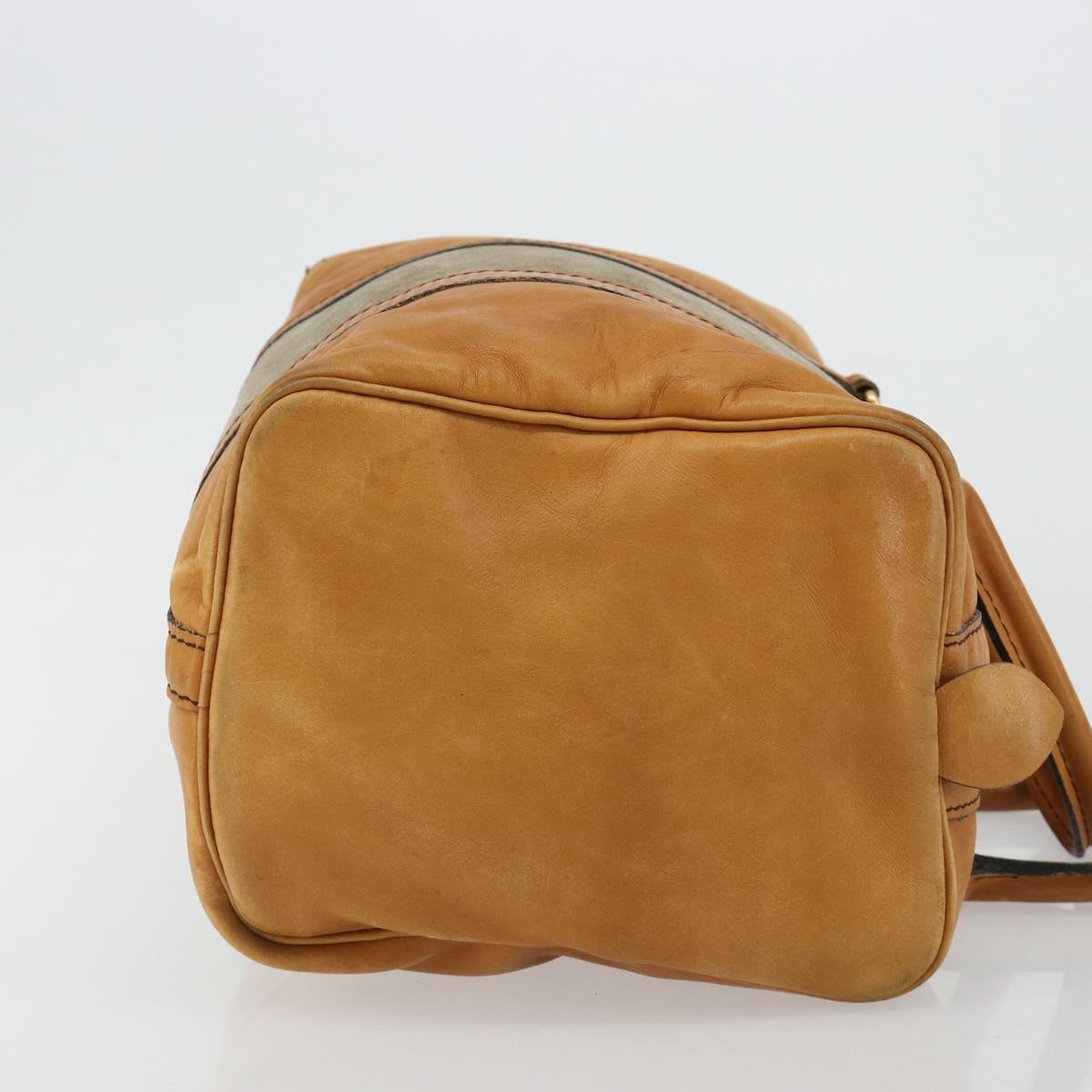 Christian Dior Hand Bag Leather Suede Brown Gold Auth 182155