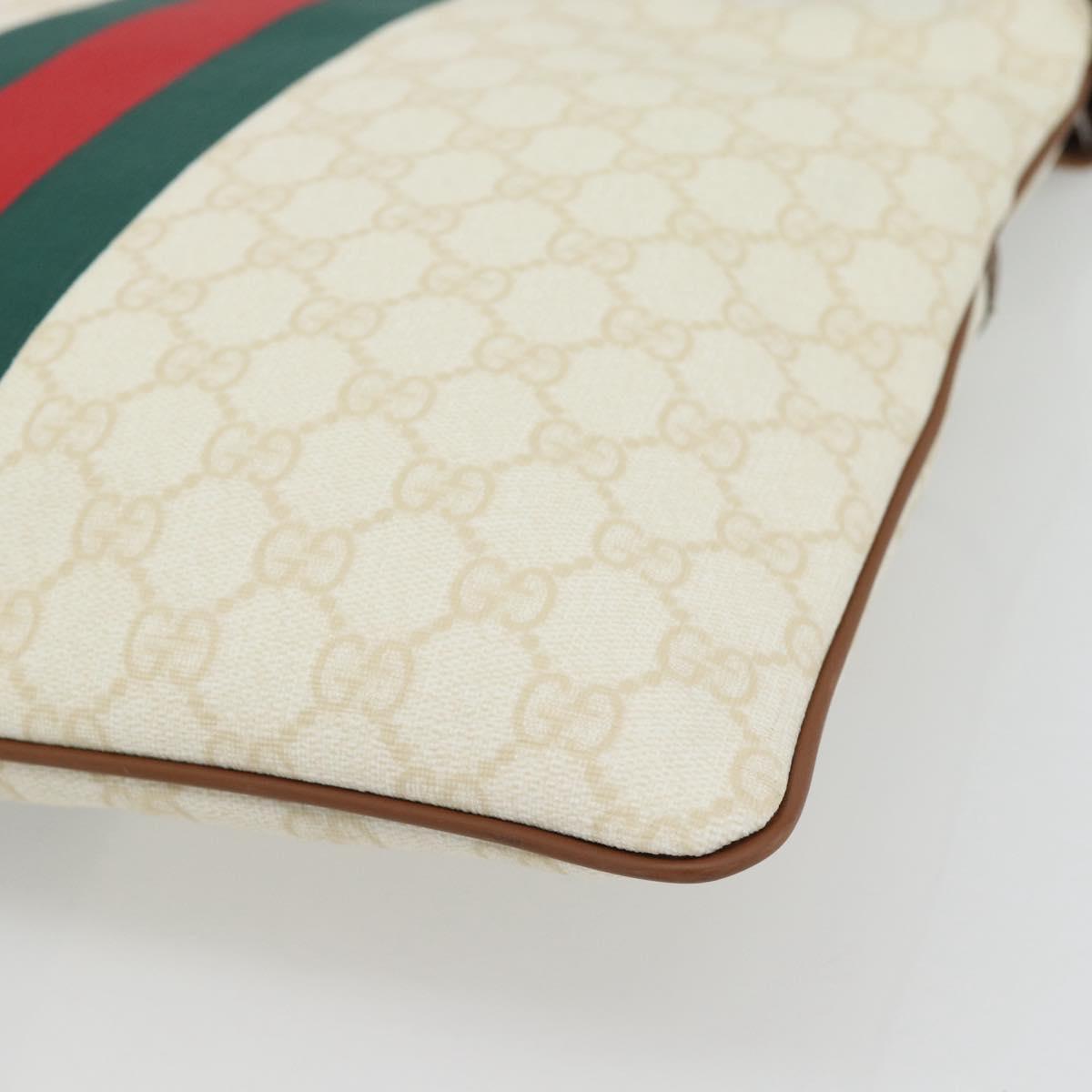 GUCCI GG Supreme Web Sherry Line Bag PVC White Red Green 189816 Auth 182157A