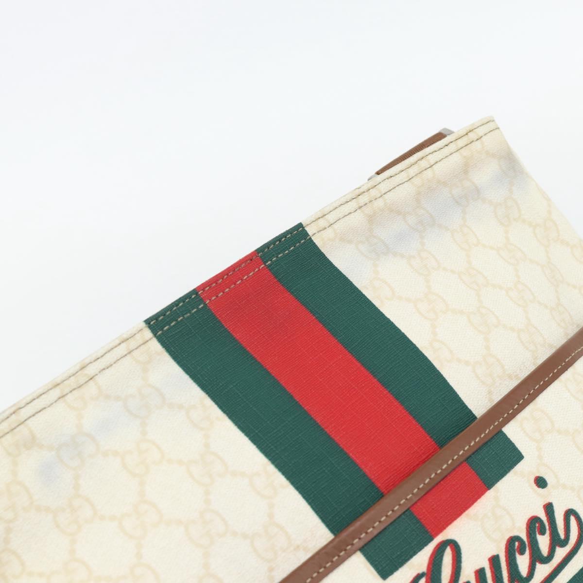 GUCCI GG Supreme Web Sherry Line Bag PVC White Red Green 189816 Auth 182157A