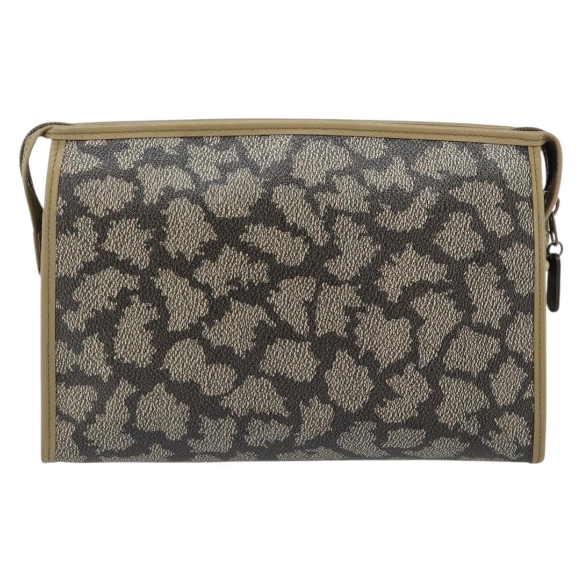 SAINT LAURENT Clutch Bag PVC Canvas Gray Auth 182160