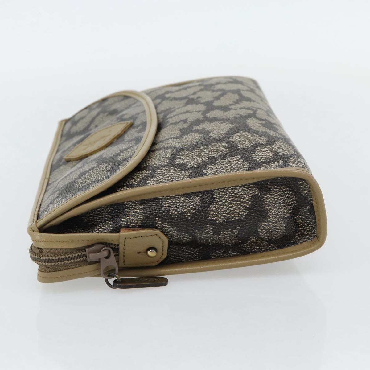 SAINT LAURENT Clutch Bag PVC Canvas Gray Auth 182160