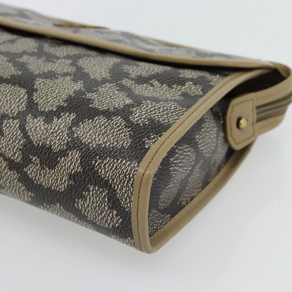 SAINT LAURENT Clutch Bag PVC Canvas Gray Auth 182160