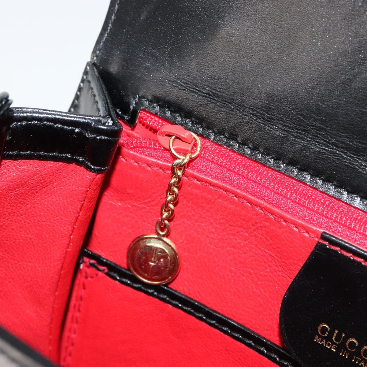 GUCCI Bamboo Hand Bag Leather Black Gold 000 2046 0188 Auth 182167V