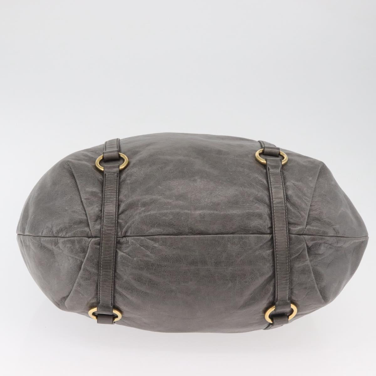 Miu Miu Hand Bag Leather 2way Gray Gold Auth 182170A