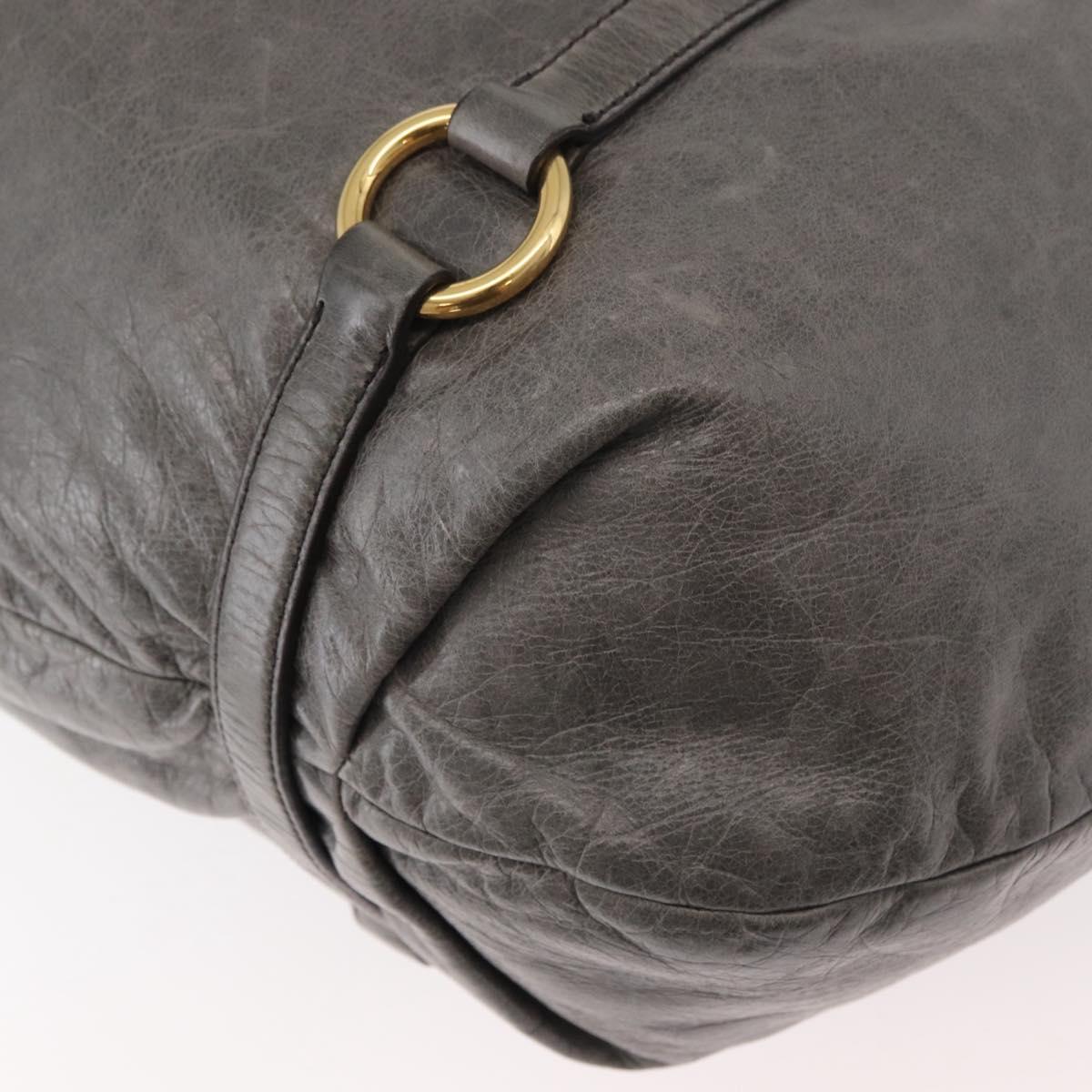 Miu Miu Hand Bag Leather 2way Gray Gold Auth 182170A