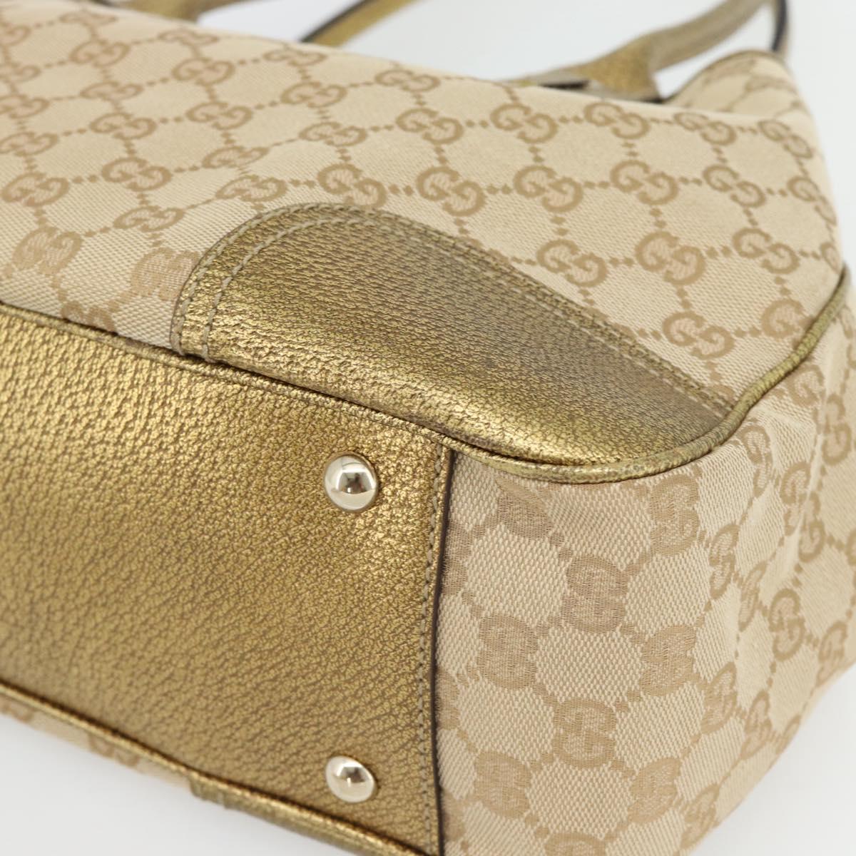GUCCI GG Canvas Pretty Tote Bag Beige Gold 163805 Auth 182171A