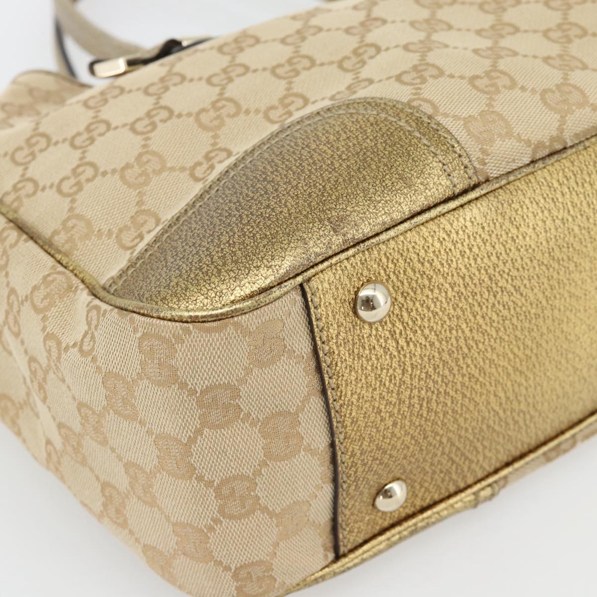 GUCCI GG Canvas Pretty Tote Bag Beige Gold 163805 Auth 182171A