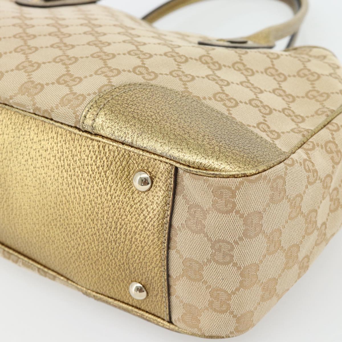 GUCCI GG Canvas Pretty Tote Bag Beige Gold 163805 Auth 182171A