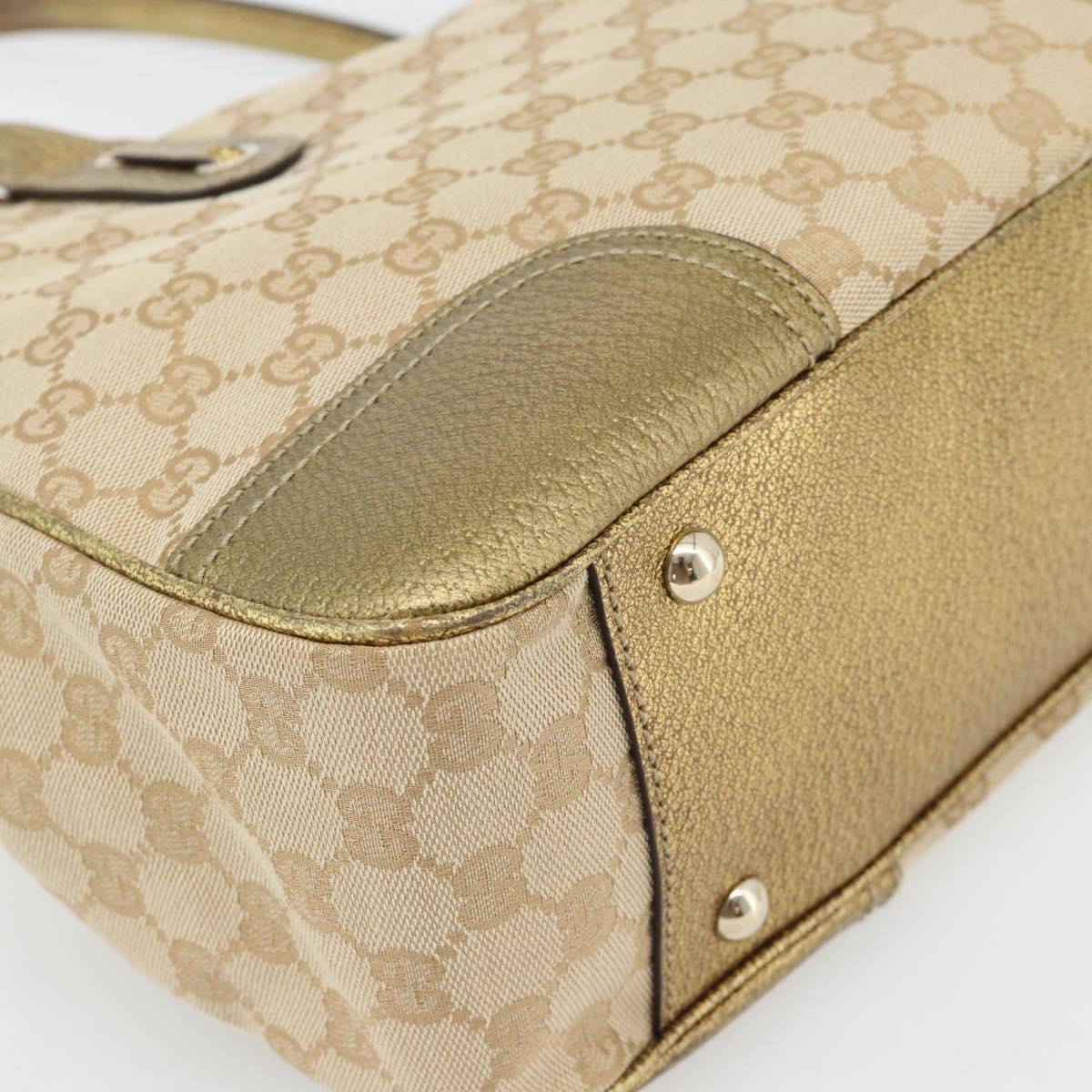 GUCCI GG Canvas Pretty Tote Bag Beige Gold 163805 Auth 182171A
