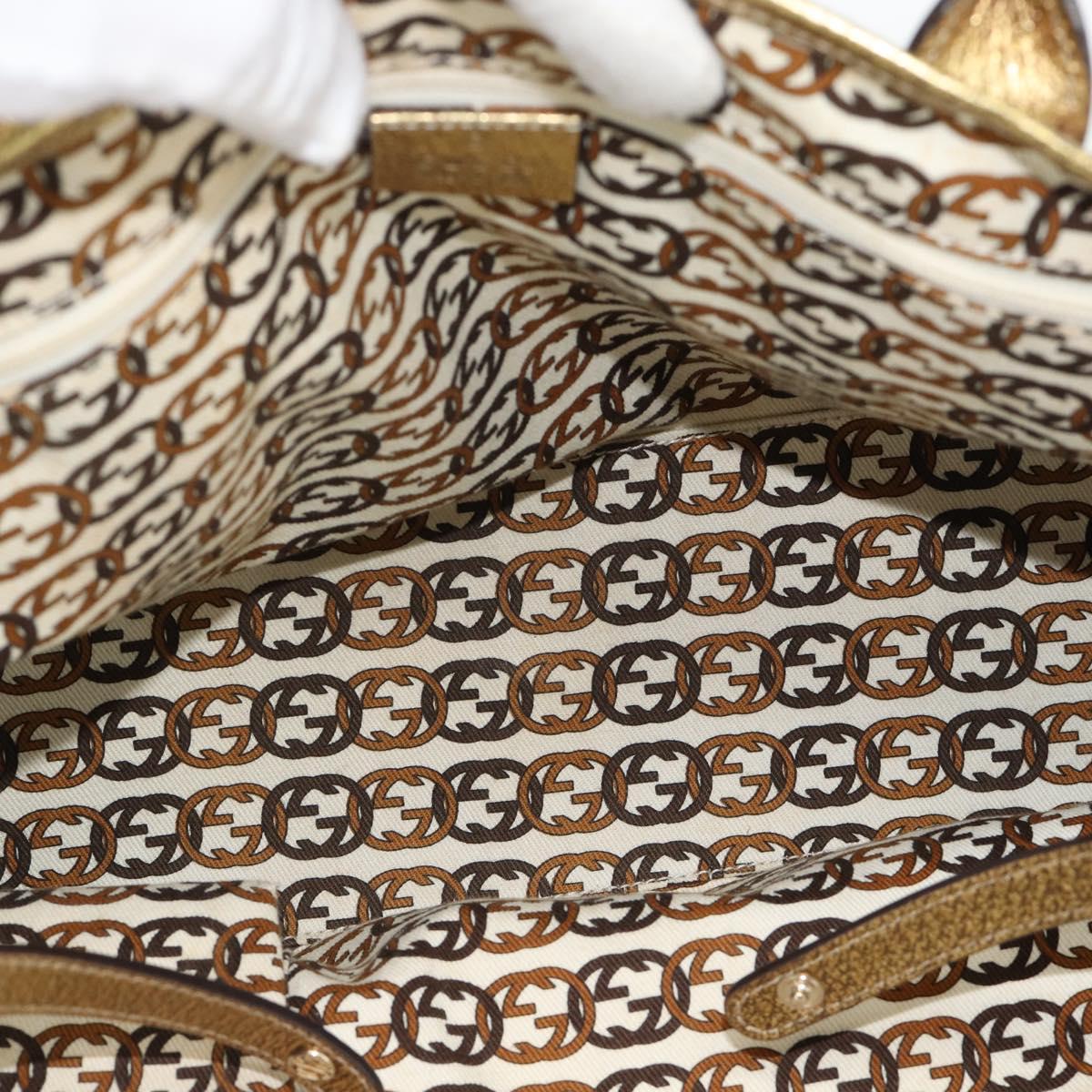 GUCCI GG Canvas Pretty Tote Bag Beige Gold 163805 Auth 182171A