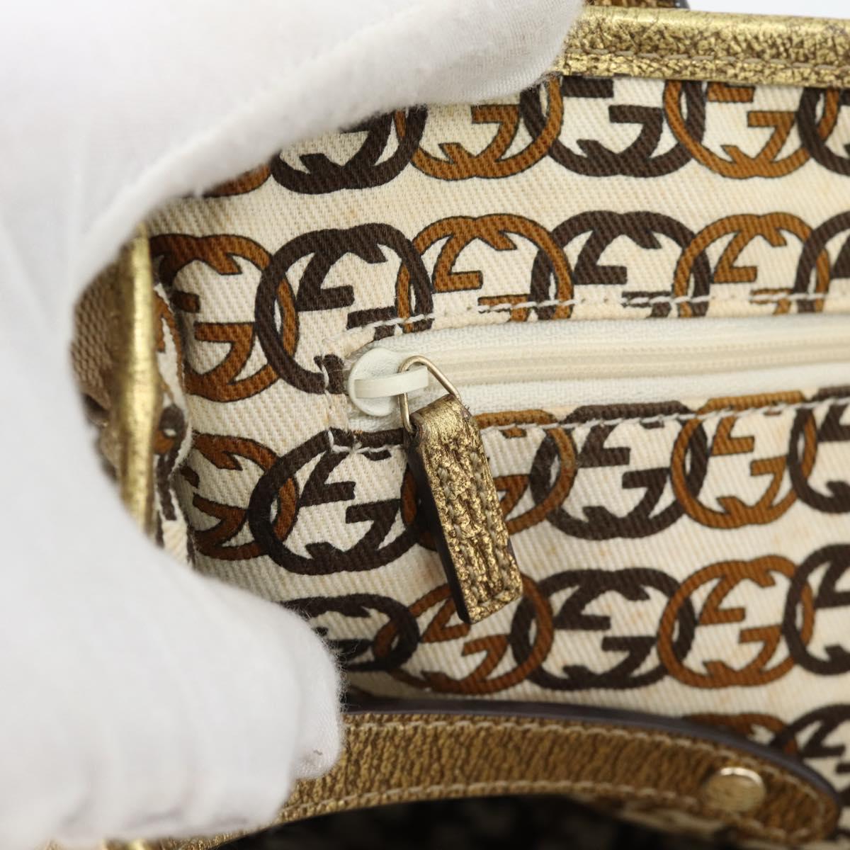 GUCCI GG Canvas Pretty Tote Bag Beige Gold 163805 Auth 182171A