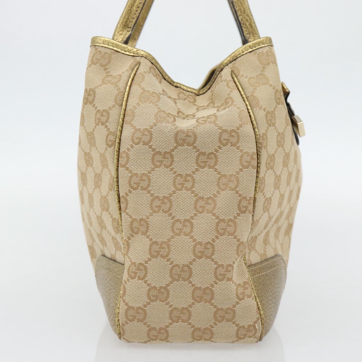 GUCCI GG Canvas Pretty Tote Bag Beige Gold 163805 Auth 182171A