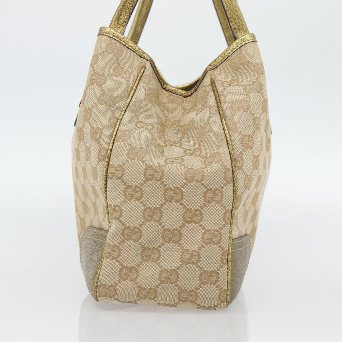 GUCCI GG Canvas Pretty Tote Bag Beige Gold 163805 Auth 182171A