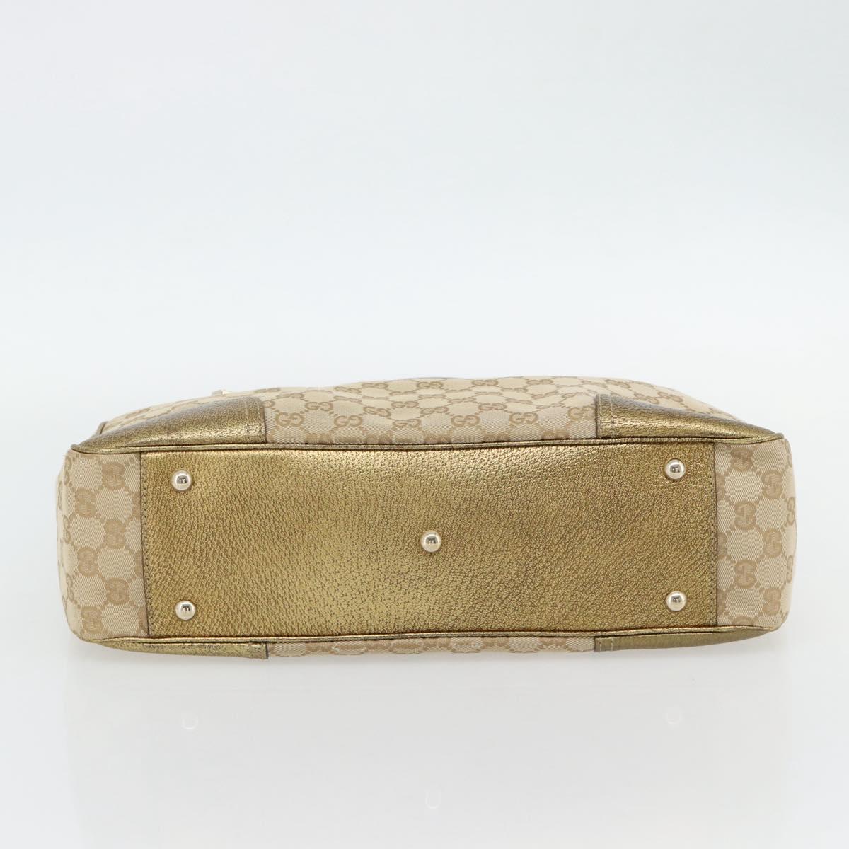 GUCCI GG Canvas Pretty Tote Bag Beige Gold 163805 Auth 182171A
