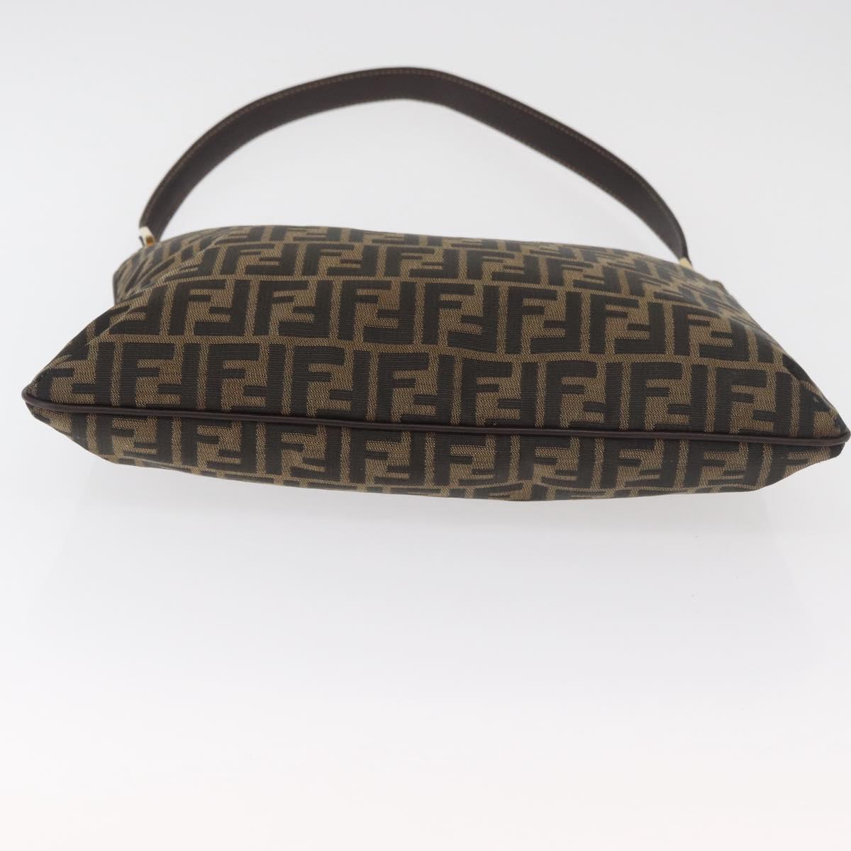 FENDI Zucca Canvas Shoulder Bag Black Brown Auth 182178V