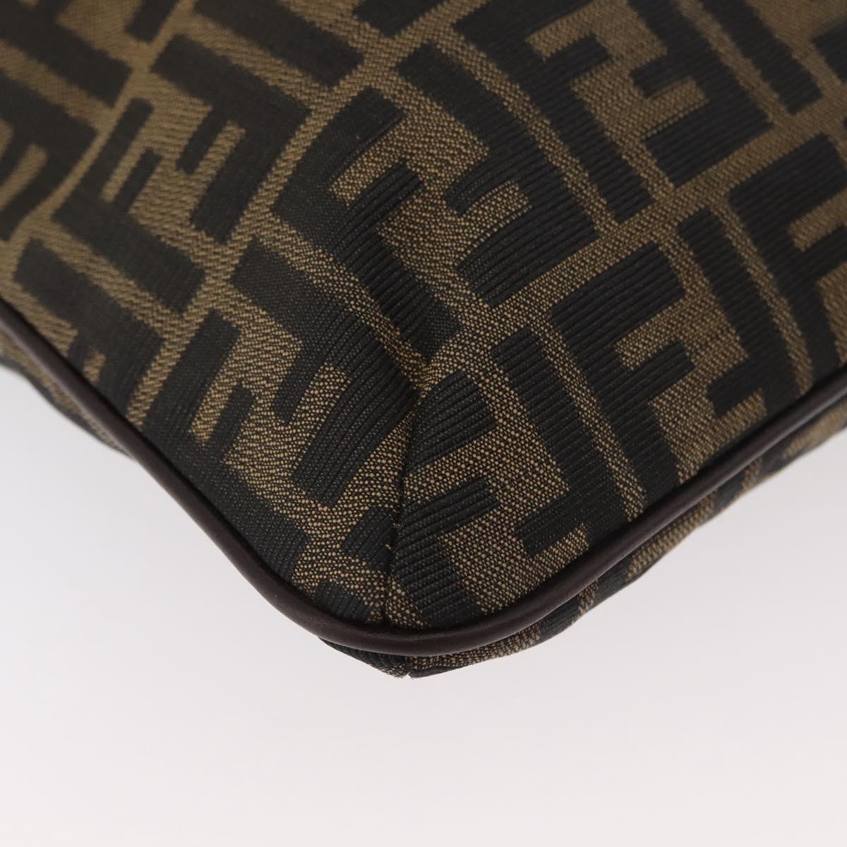FENDI Zucca Canvas Shoulder Bag Black Brown Auth 182178V