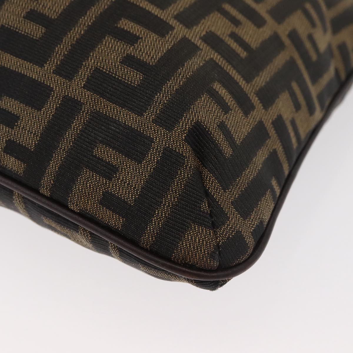 FENDI Zucca Canvas Shoulder Bag Black Brown Auth 182178V